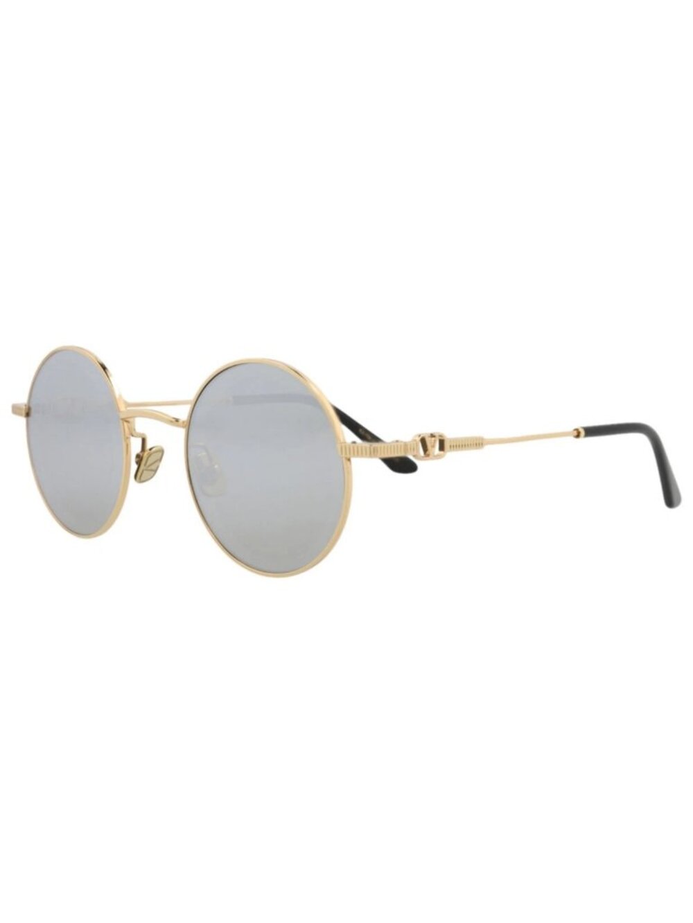 New Valentino Women's Sunglasses Round Oval Metal Frame Unisex Gold Gold Silver